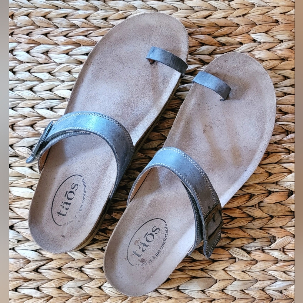 TAOS Toe Ring Sandals, Steel Gray, Excellent Pre-Owned, in Box, Sz 10